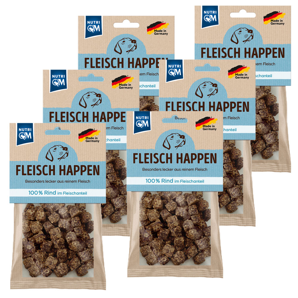 PetCom NutriQM Fleisch Happen Rind 100g - 6er Set