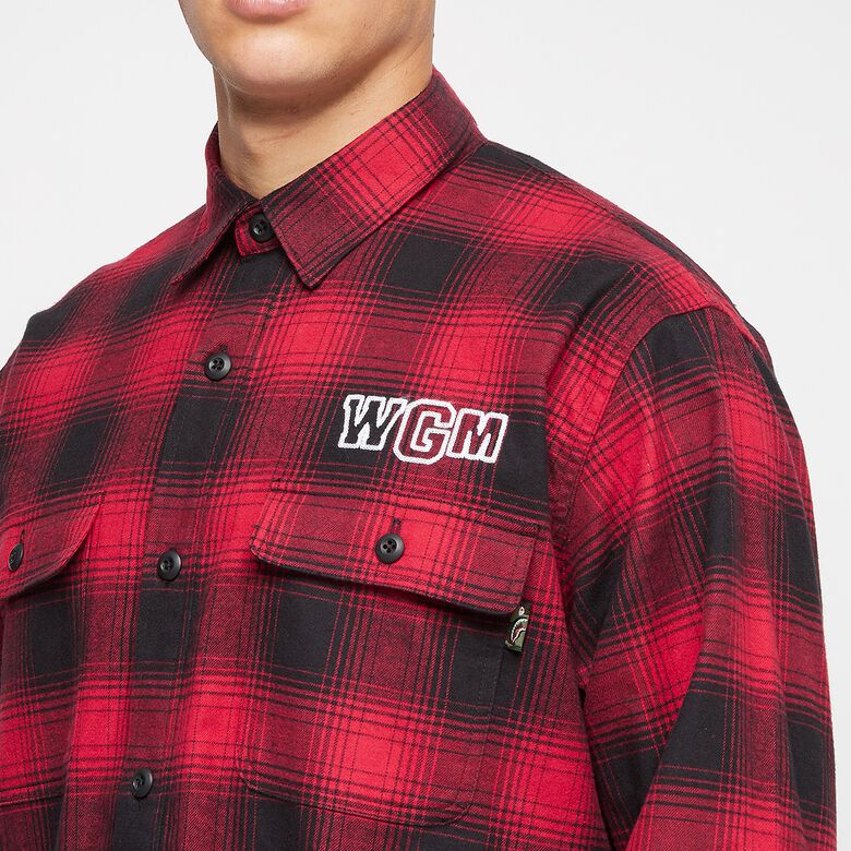 A Bathing Ape Check Shark Relaxed Fit Flannel Shirt red