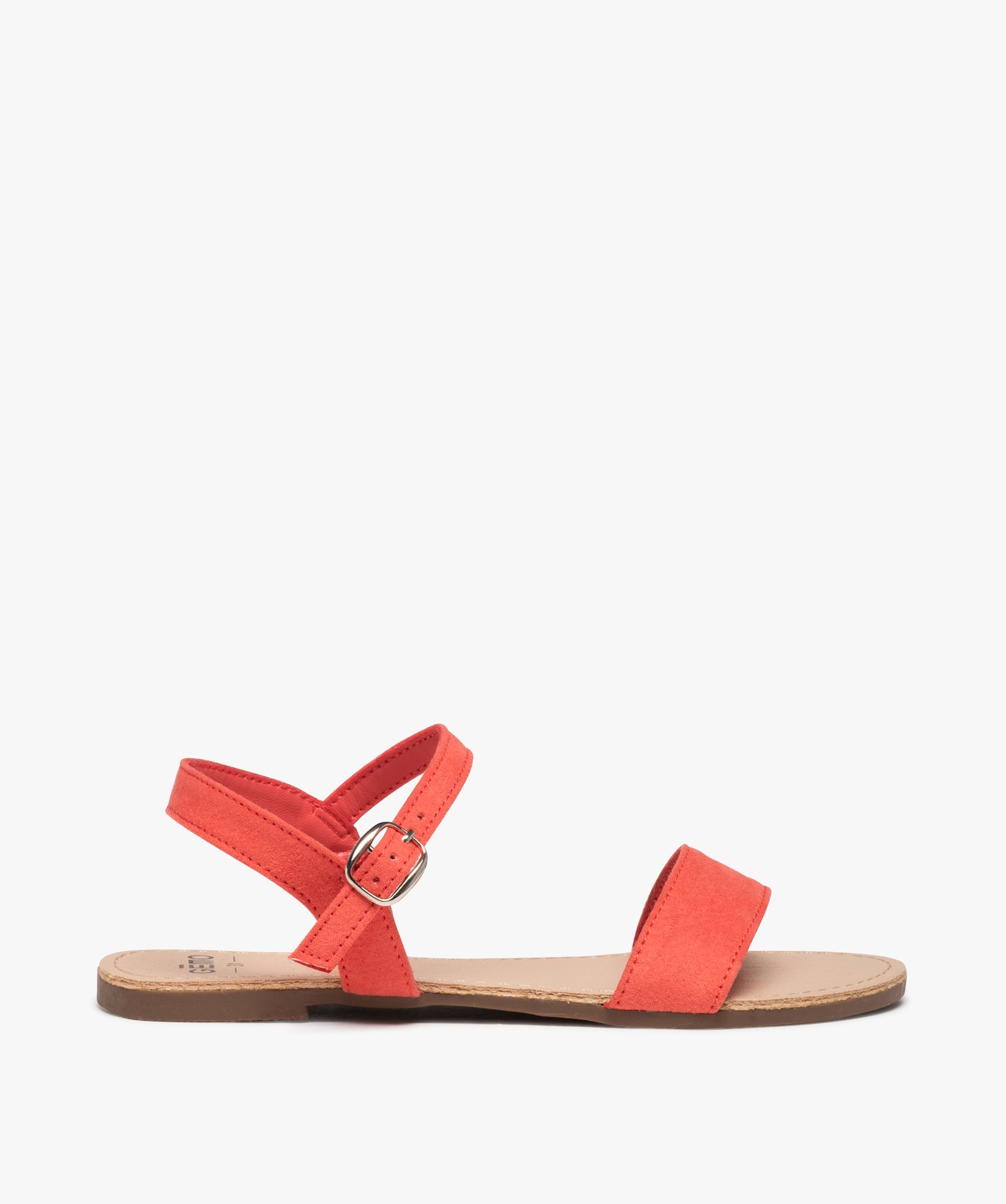 Sandales fille à brides droites en suédine unie rose | GEMO
