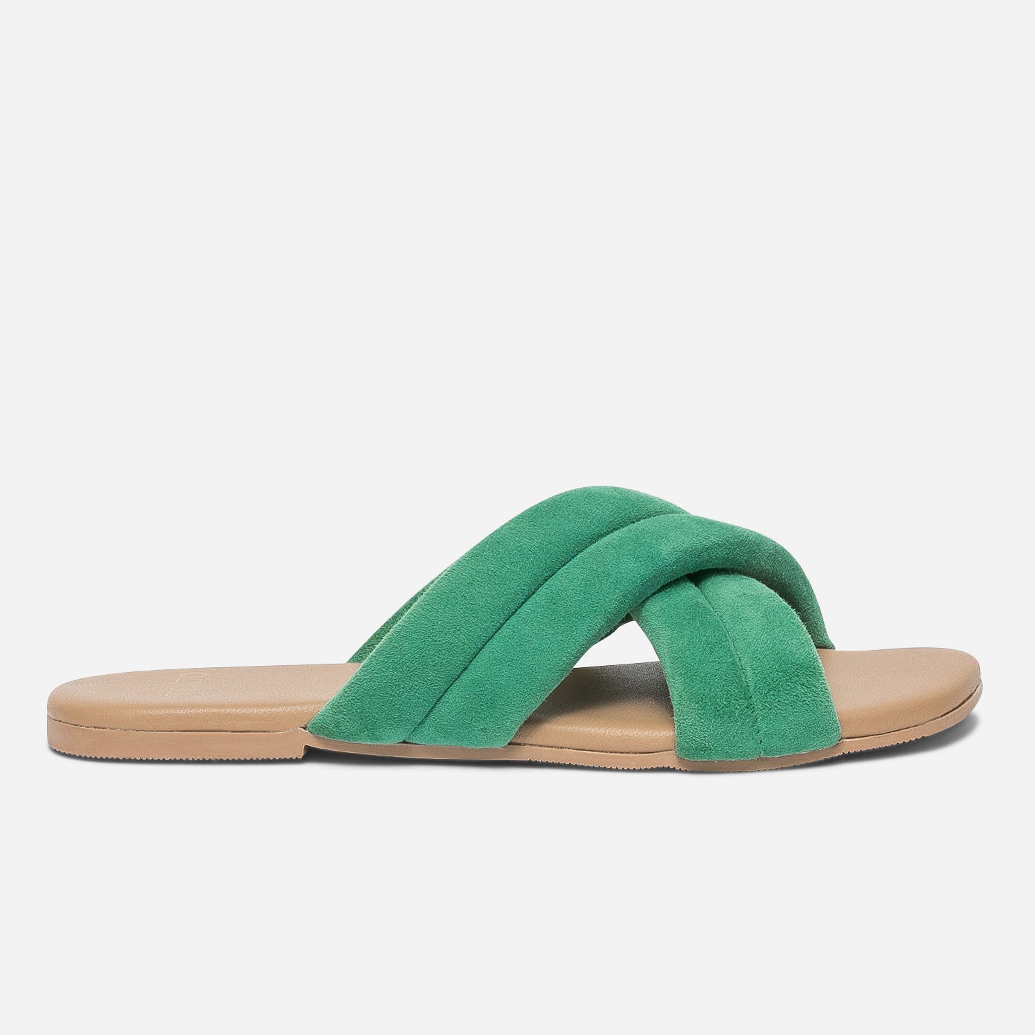 Mule TEXTO vert en cuir velours matelassé