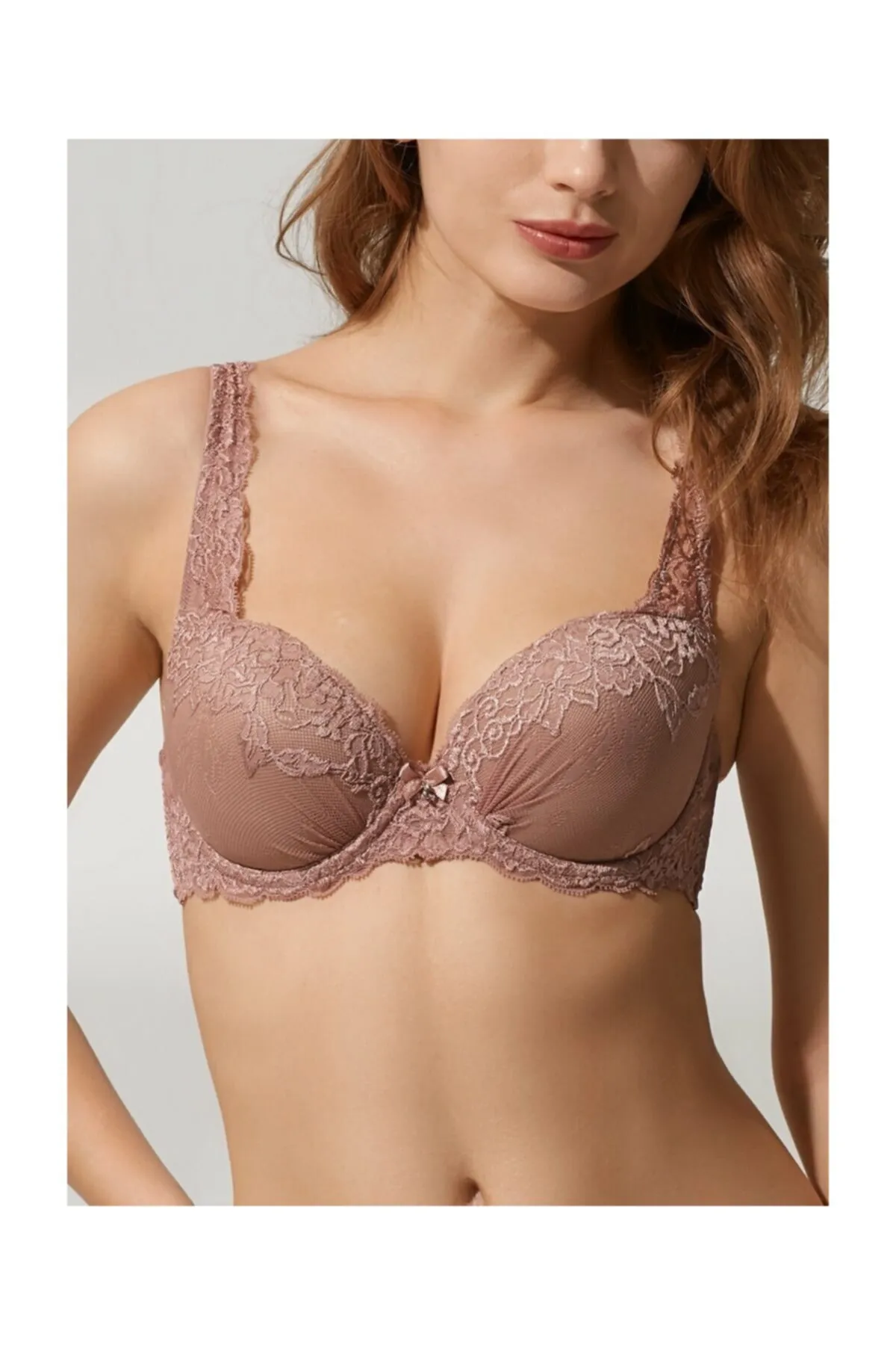 SUWEN  Brauner halbgepolsterter Latte-BH für Damen