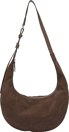 Marc O'Polo Flache Schultertasche medium aus softem Velours-Rindleder
