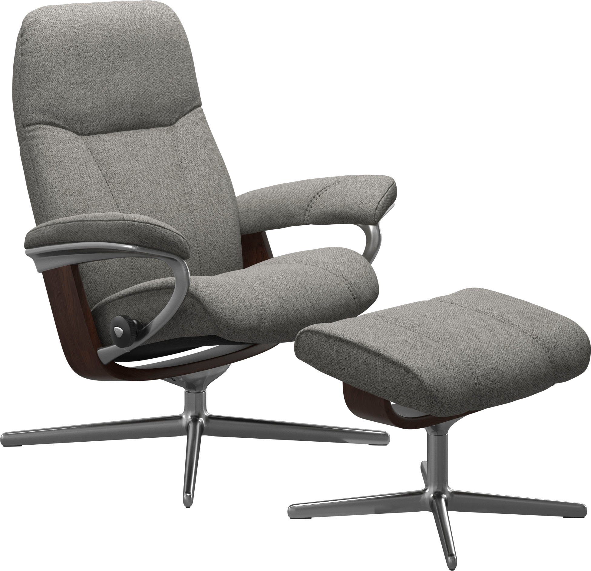 Stressless® Relaxsessel Consul (Set, Relaxsessel mit Hocker), mit Hocker, mit Cross Base, Größe S, M & L, Holzakzent Braun