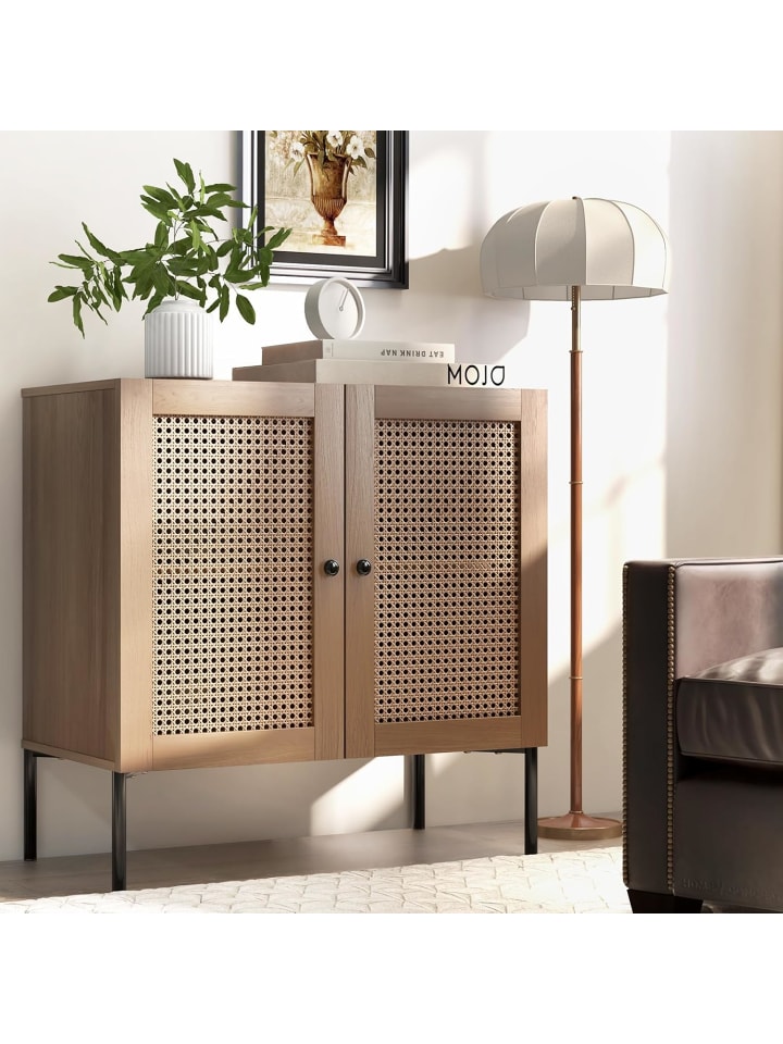 COSTWAY Sideboard mit 2 Rattantüren in Hellbraun günstig kaufen onesize