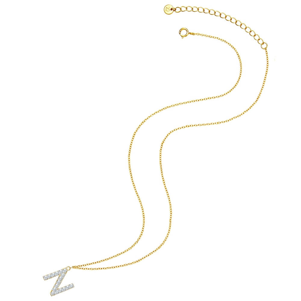 Glanzstücke München Collier en argent Lettre N Argent sterling Oxyde de zirconium (CZ) en Or jaune collier