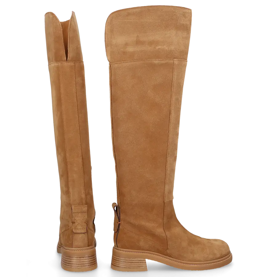 SEE BY CHLOÉ - Overknees BONNI Veloursleder - braun