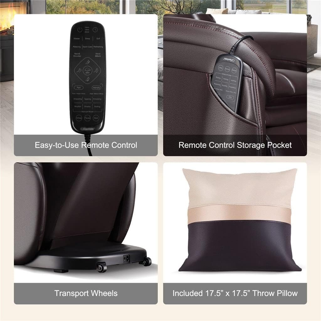Walnut Full Body SL Track Zero Massage Chair w/Pillow Reversible Footrest Heat