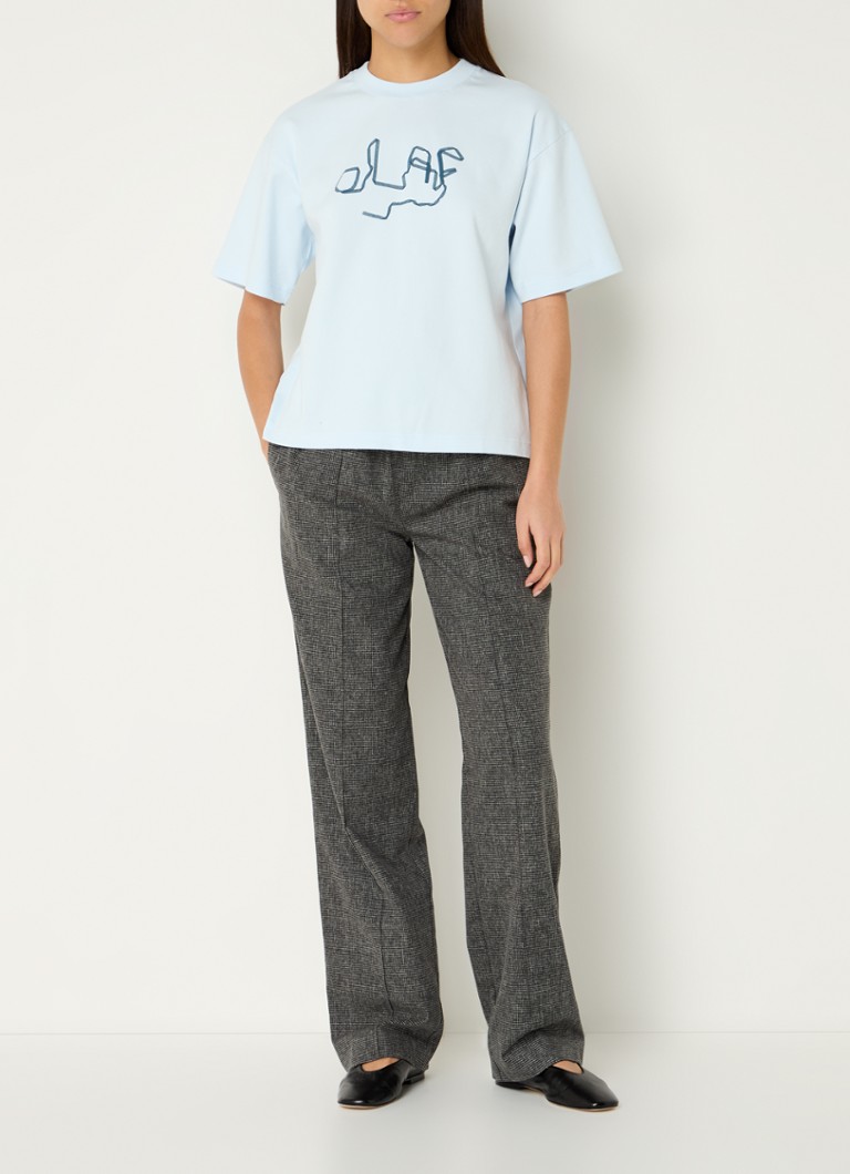OLAF High waist wide fit trousers with houndstooth design