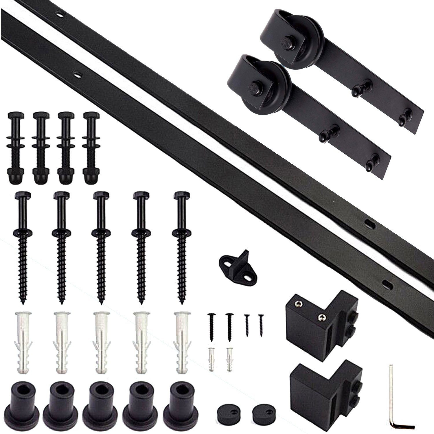 Clanmacy Schiebetür 363cm Schiebetürsystem Schiebetürbeschlag Laufschiene Montage Set, 363cm