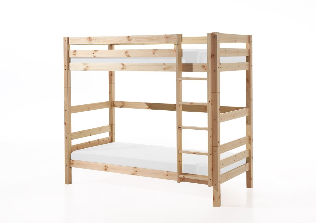 VIPACK Etagen-Hochbett Pino 180 cm Höhe, Ausf. Kiefer massiv natur lackiert