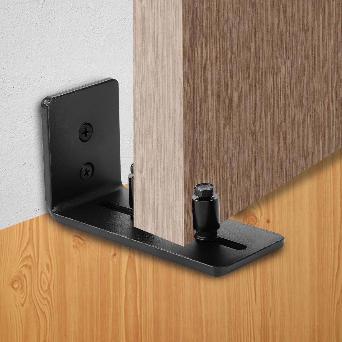 Clanmacy Schiebetür Schiebetürsystem Schiebetürschloss Beschlag Bodenführungsrolle Schiebetür Schiebetürbeschlag Wandmontierte Türführung für Scheunentore Verstellbare 8-in-1-Stopper