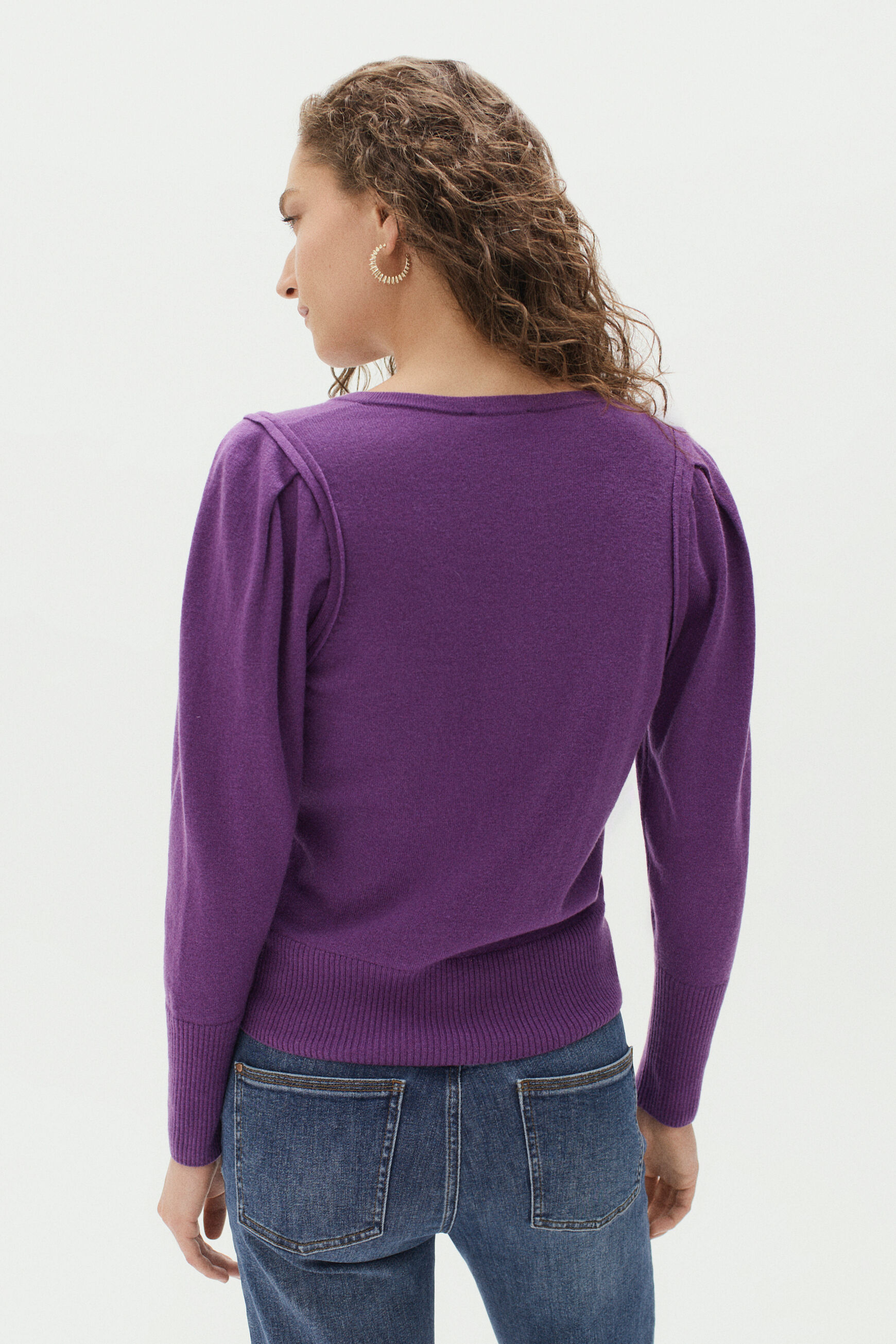 pull mae 100% laine violet femme