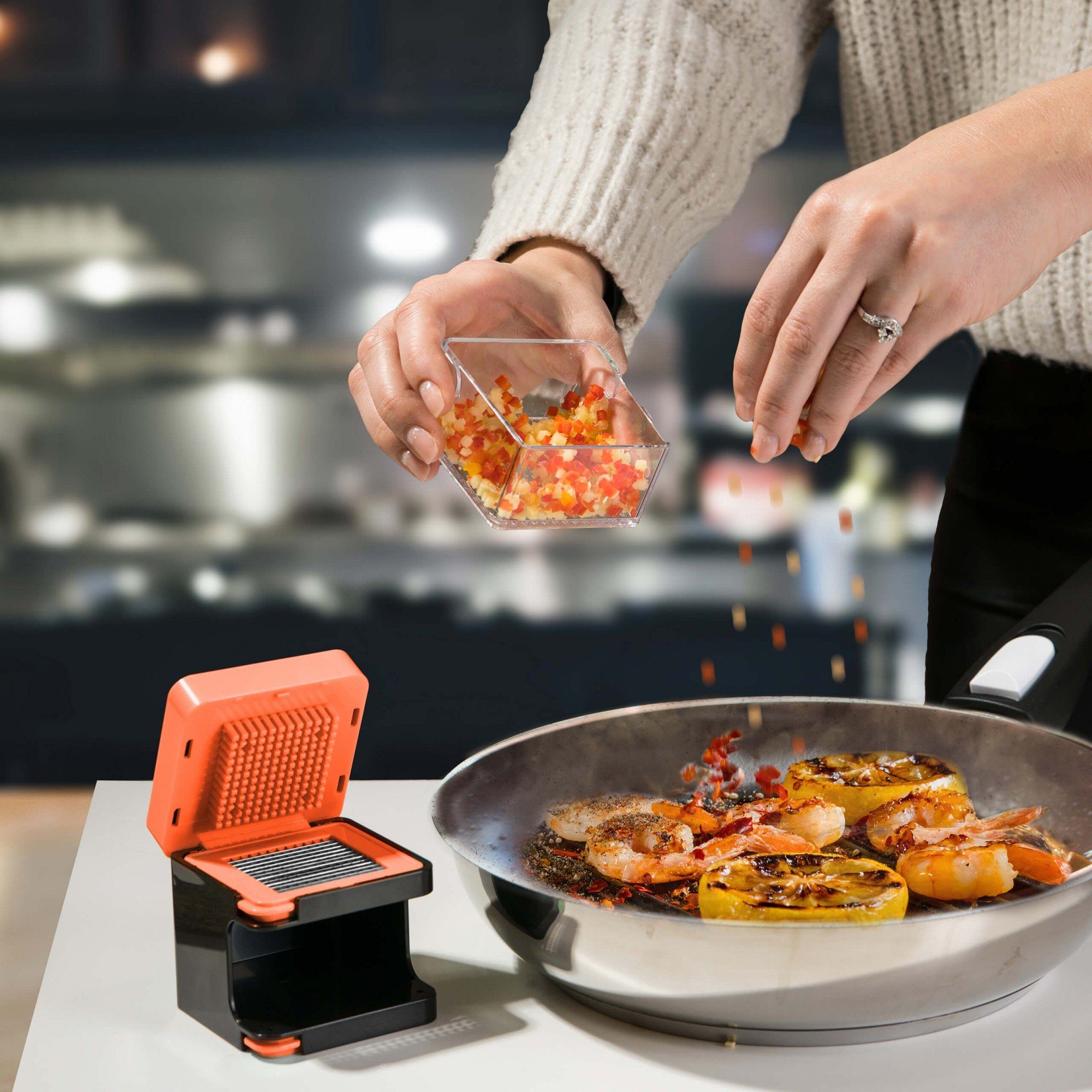 Genius Gemüseschneider Nicer Dicer Spicy, 4 Teile, Gemüseschneider, Allesschneider, Zwiebelschneider