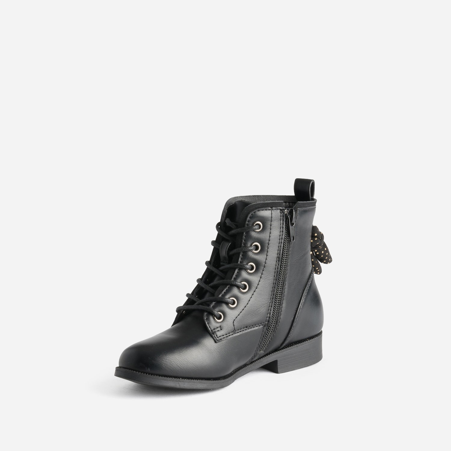 Boots à lacet BUGGY noir avec nœud-pois