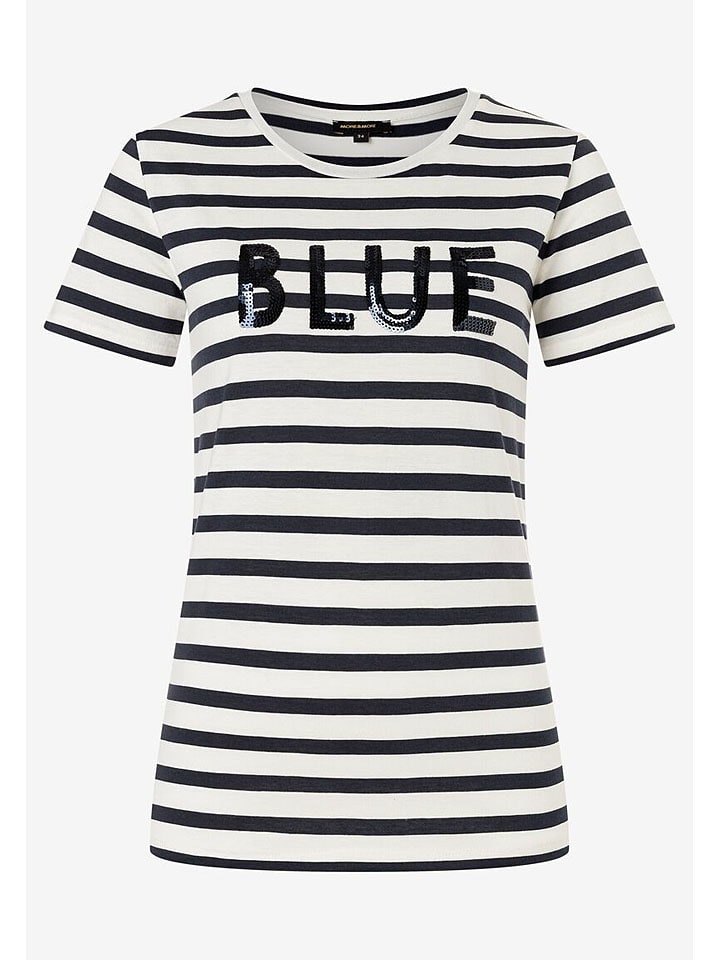 More & More Shirt in Dunkelblau/ Weiß günstig kaufen