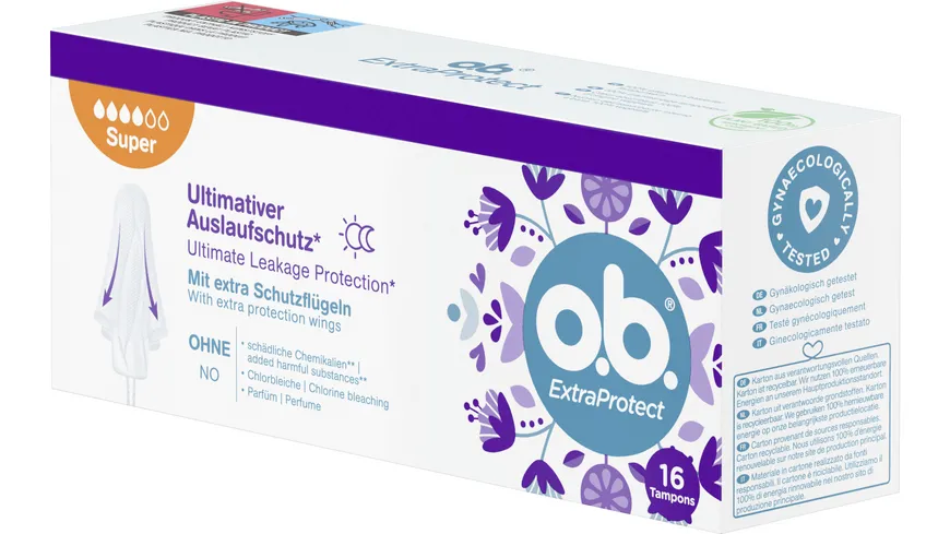 o.b. Tampons ultimativer Auslaufschutz mit extra Schutzflügeln