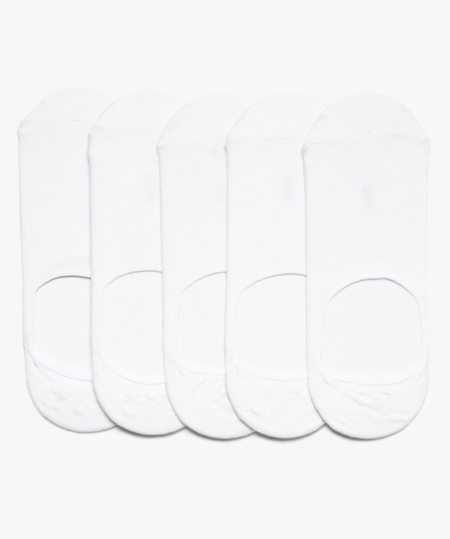 Chaussettes femme invisibles unies (lot de 5) blanc | GEMO