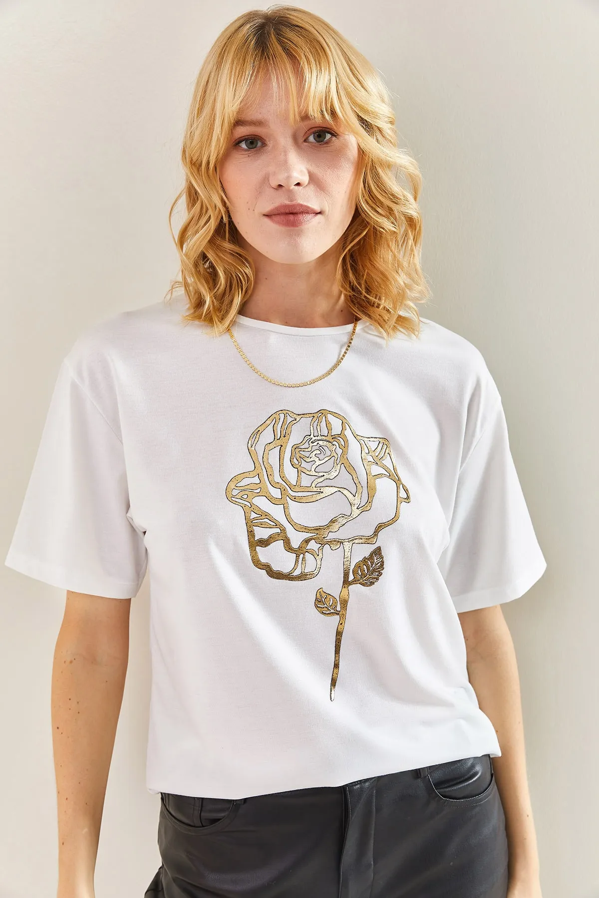 Bianco Lucci  Damen-T-Shirt mit Rosenmuster