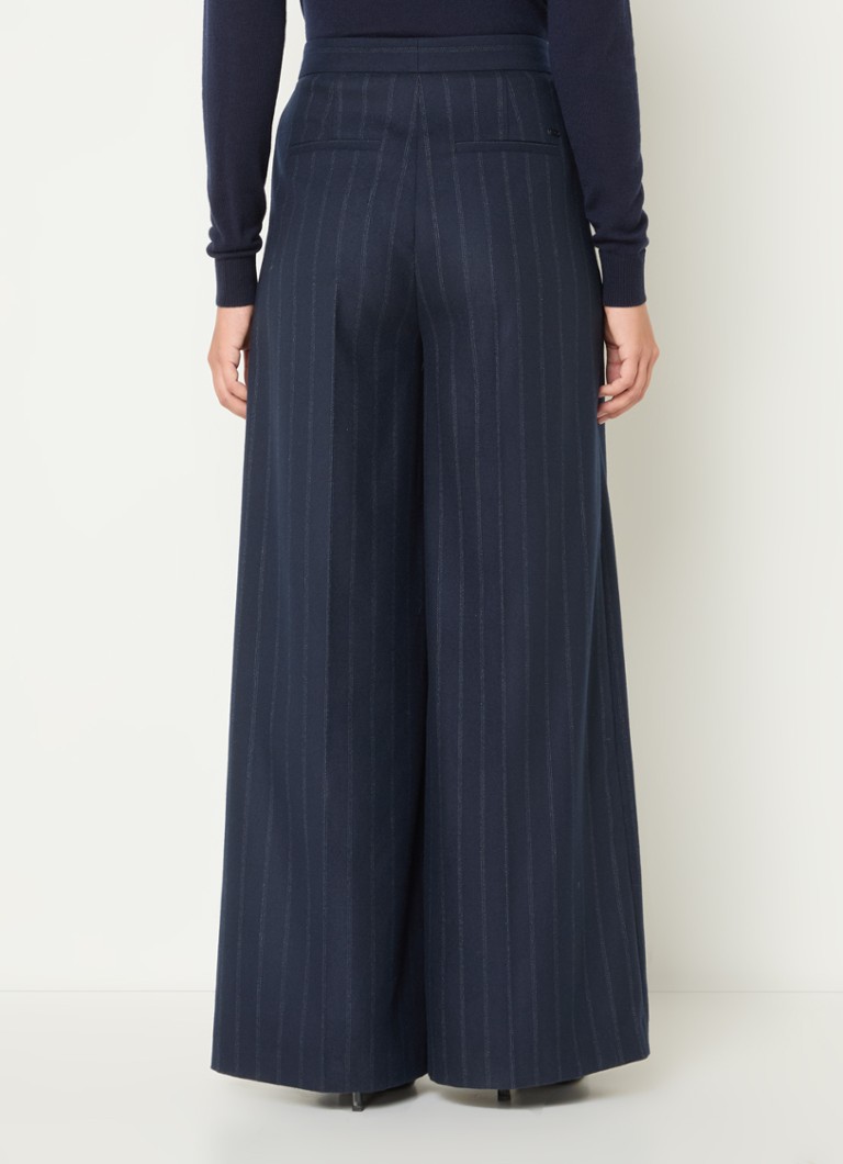 River Woods  High waist wide fit pantalon met krijtstreep