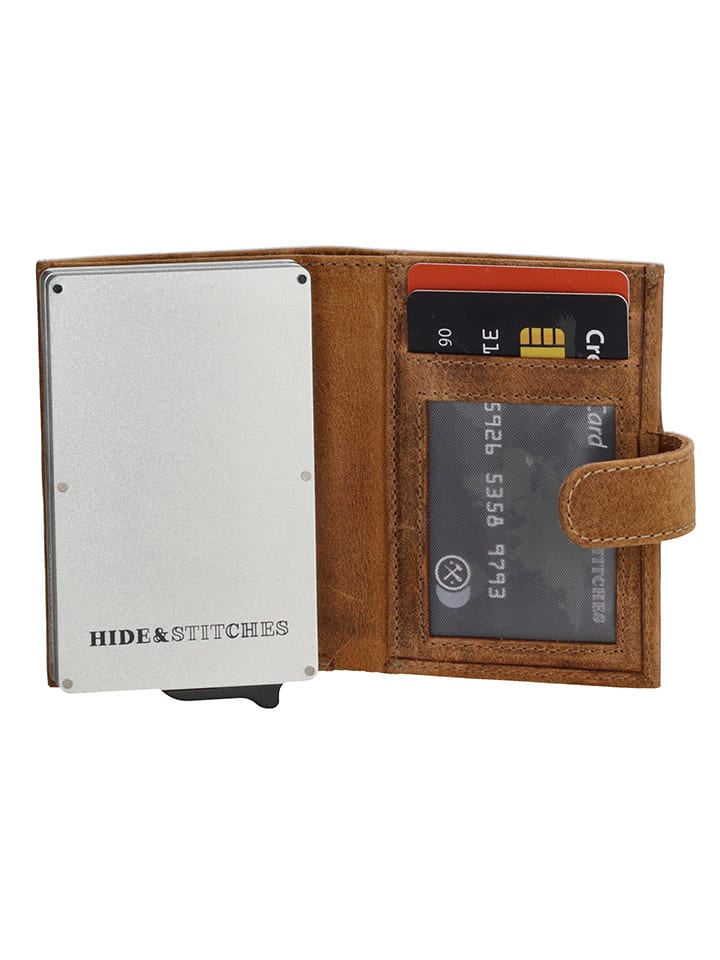 HIDE & STITCHES Leder-Geldbörse in Hellbraun - (B)8 x (H)10 x (T)2 cm günstig kaufen onesize