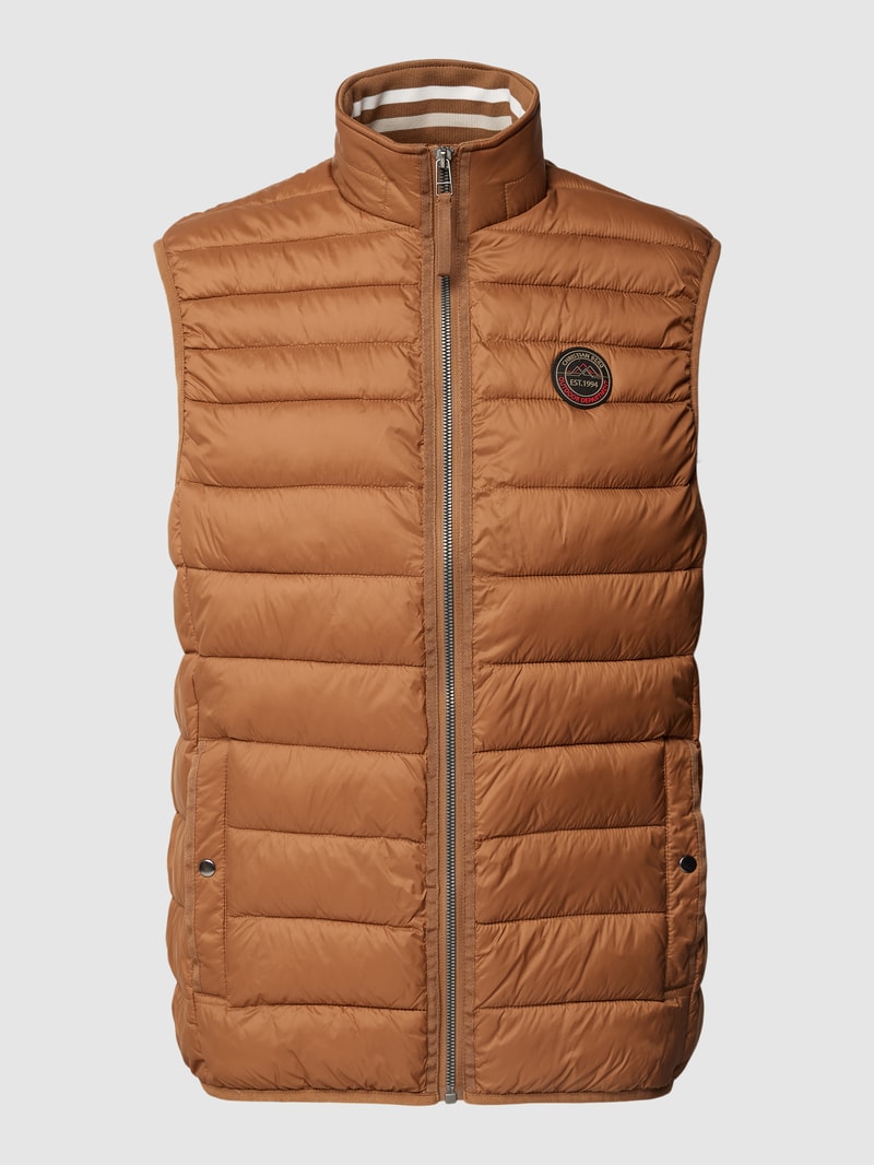 Steppweste mit Label-Patch in haselnuss braun