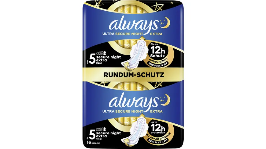 Always ULTRA Damenbinden Secure Night Extra mit Flügeln BigPack 16 Stück