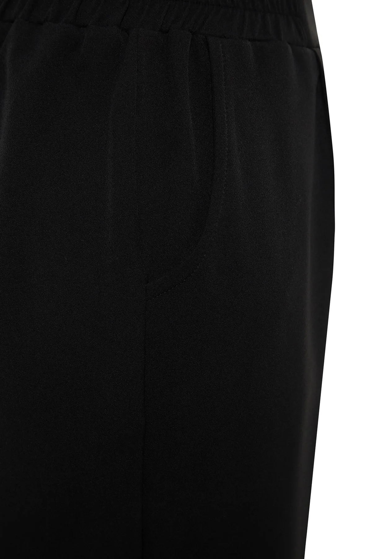 Trendyol Modest  Schwarze, gewebte Hose mit elastischem Bund und Taschendetail TCTSS23TP00008