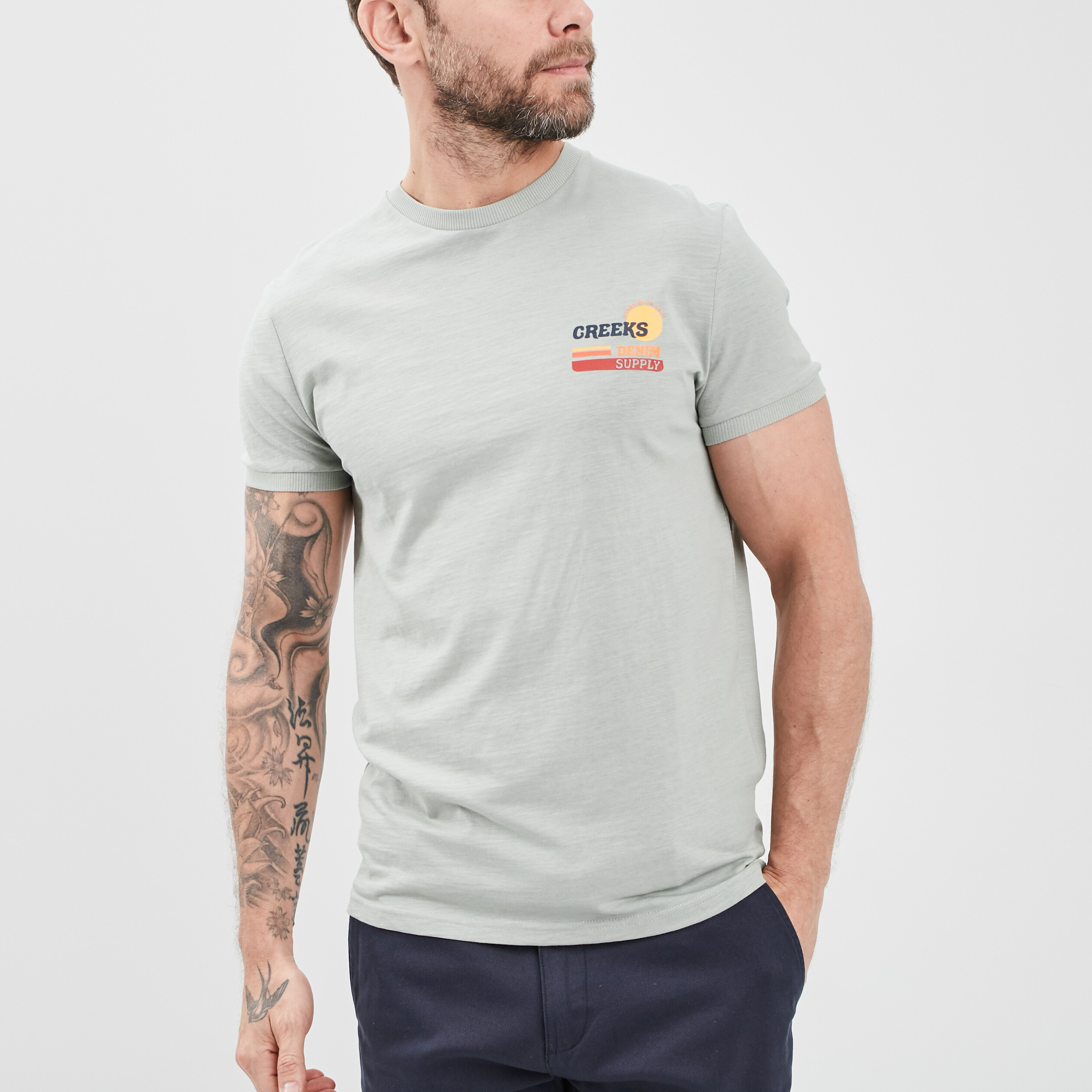 T-shirt manches courtes Creeks vert clair homme | La Halle