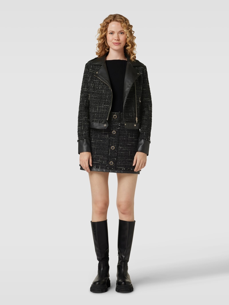 Minirock in Bouclé-Optik in schwarz