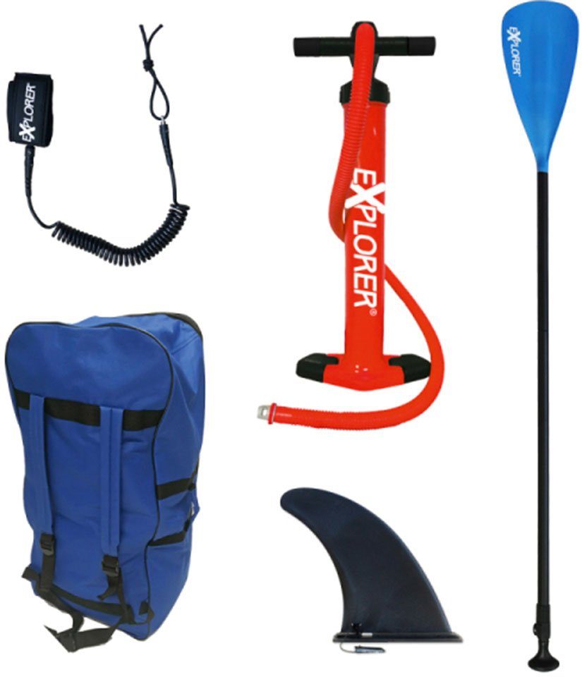 EXPLORER Inflatable SUP-Board Stream 10.2, (6 tlg., mit Paddel, Pumpe und Transportrucksack)