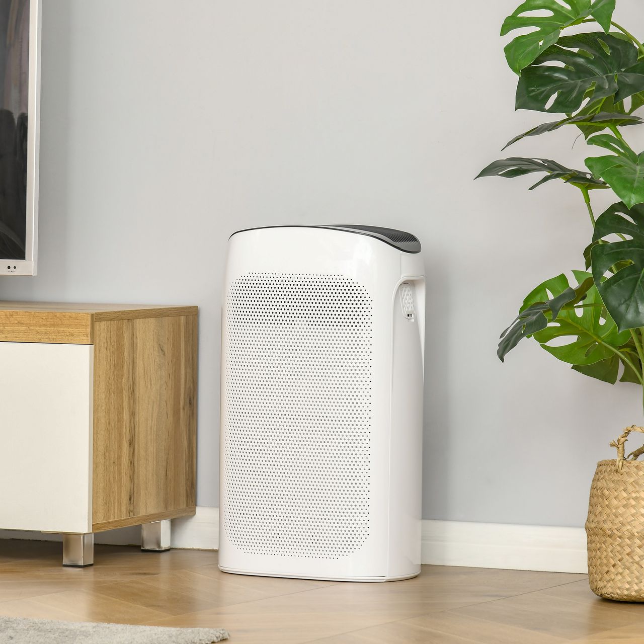 HOMCOM Luftreiniger mit HEPA Filter für bis zu 25-35 m³ Air Purifier für Allergiker Raucherzimmer Staub mit leiser Schlafmodus Timer ABS 32,7 x 22 x 55,8 cm
