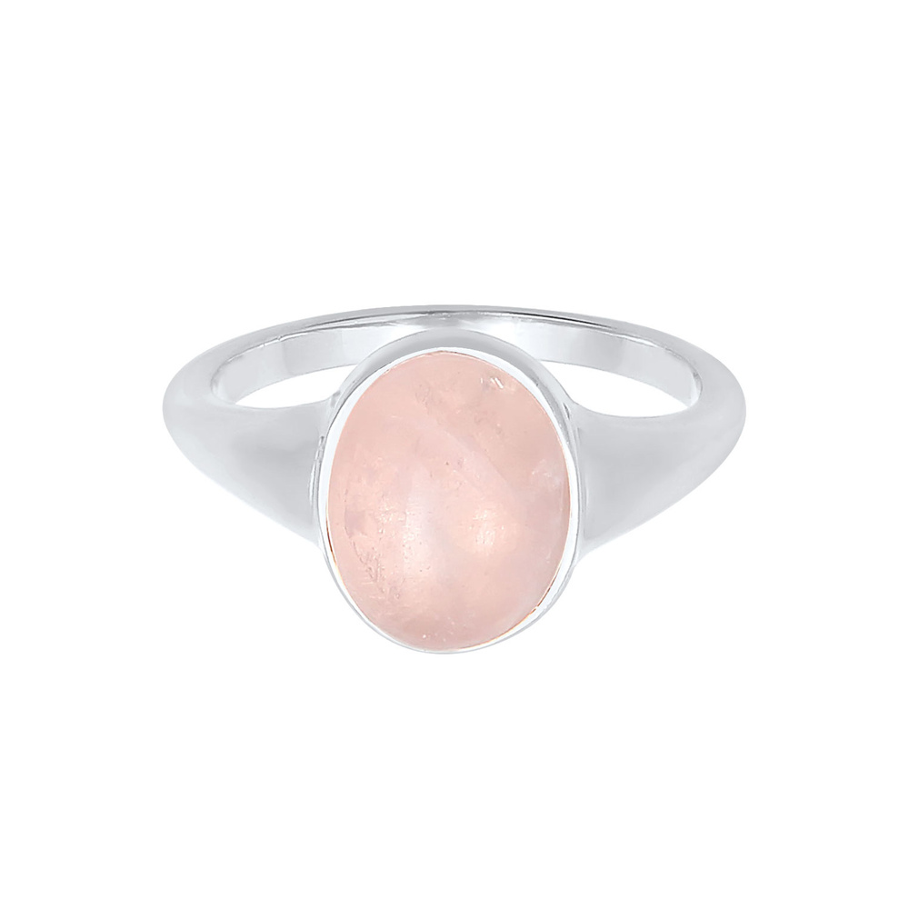 Elli Elli Bague Bague Signet Femme Oval Trend Chunky avec Quartz Rose en Argent Sterli Bague