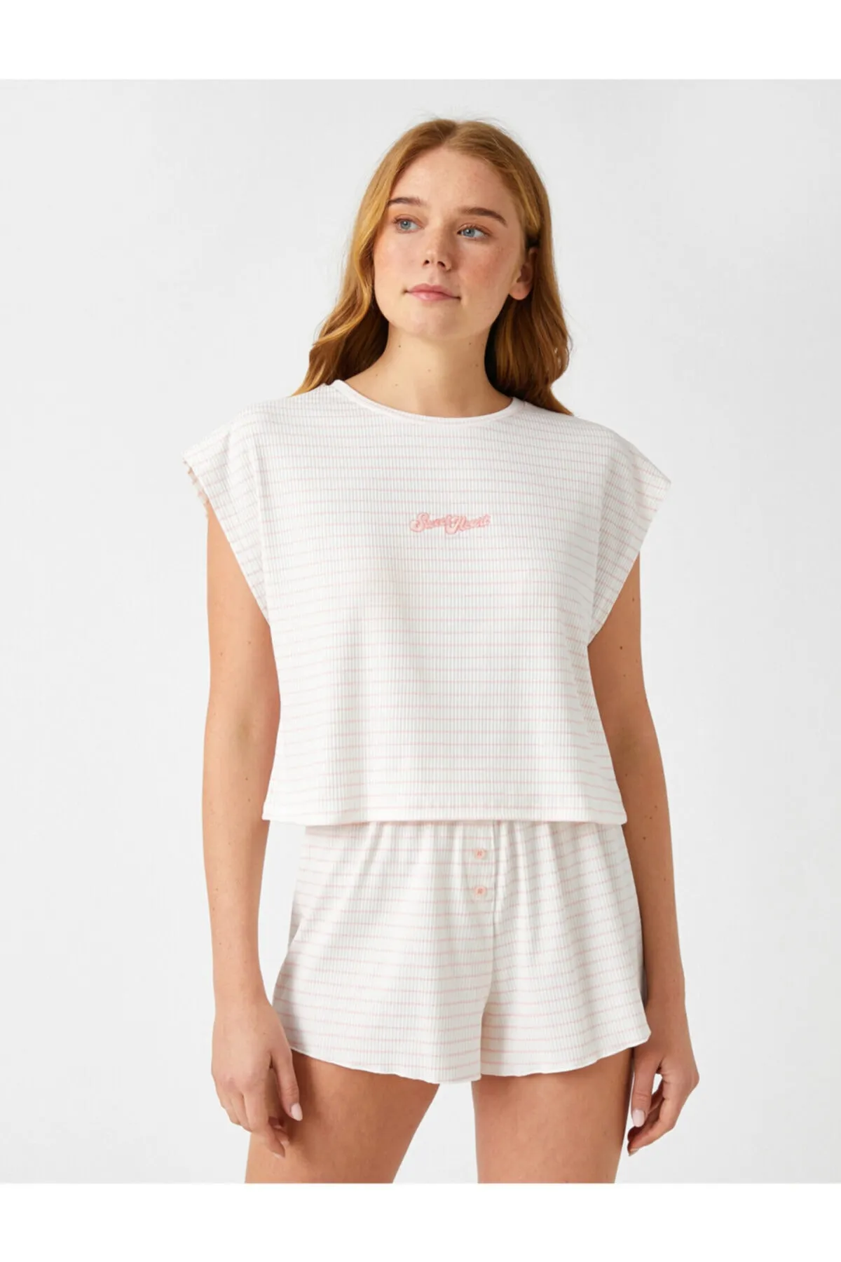 Koton  Gestreiftes gestricktes Pyjama-Oberteil