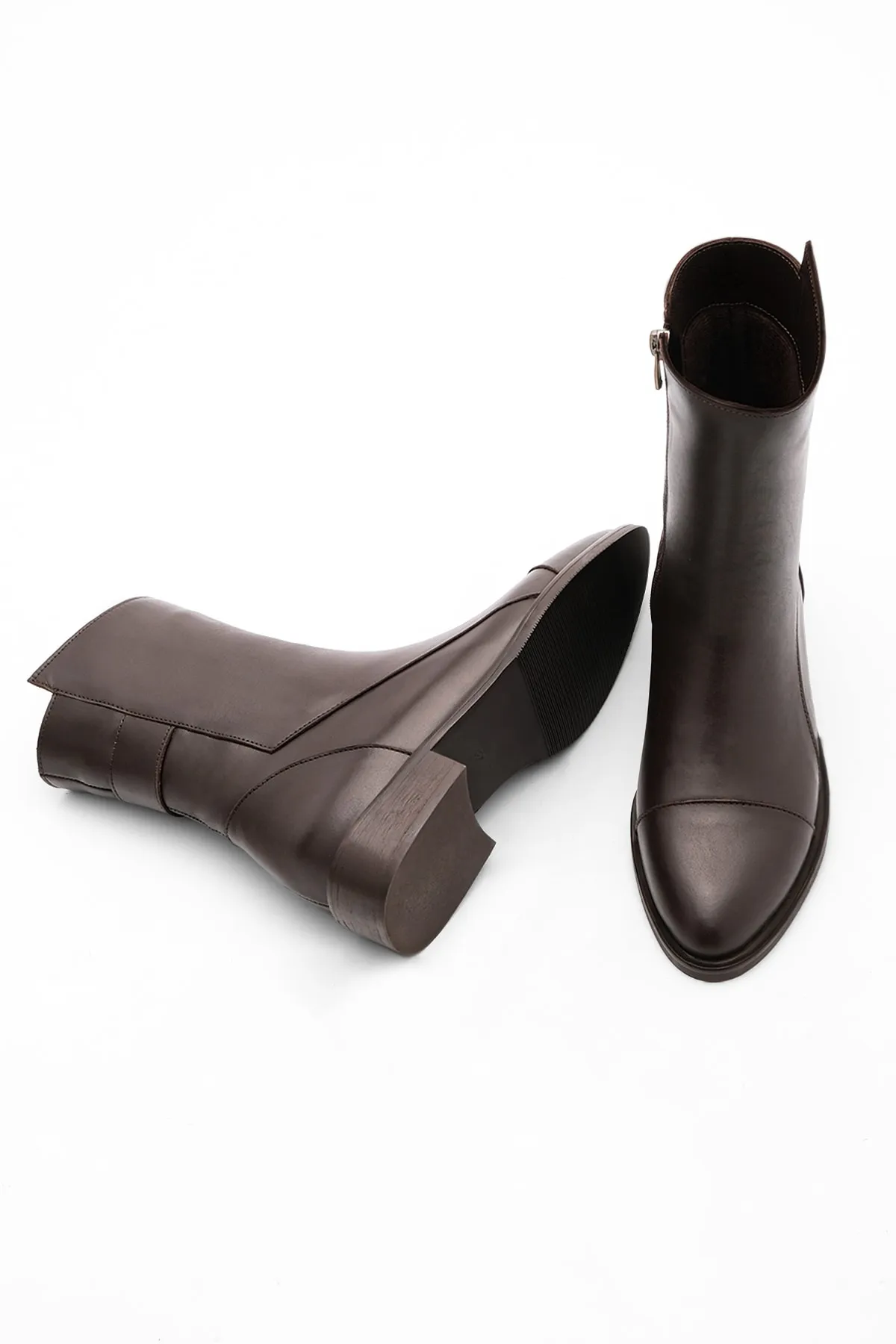 Marjin  Damen-Freizeitstiefel aus echtem Leder mit Reißverschluss, Tekas, Braun