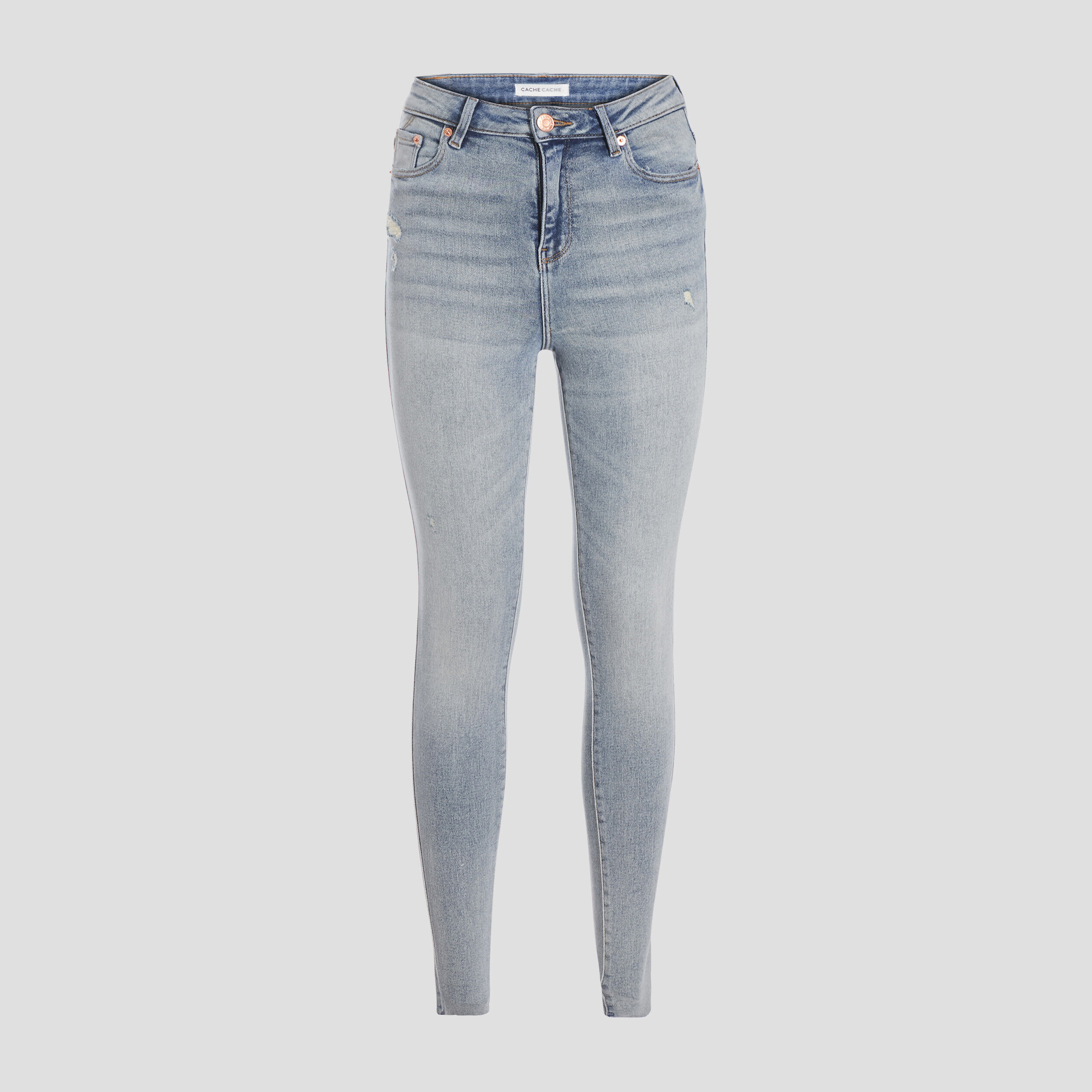 Jeans skinny taille haute denim bleach femme | Cache Cache