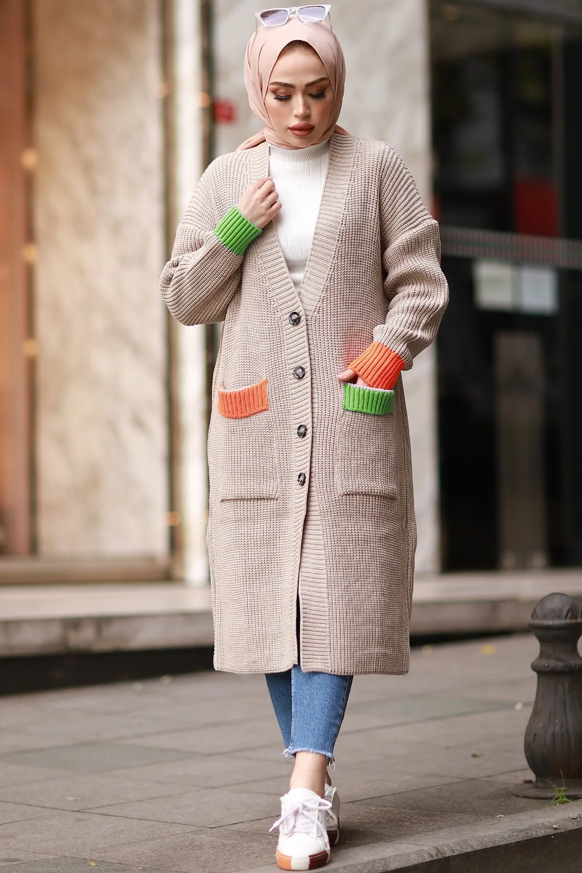 InStyle  Lockerer Cardigan mit Knöpfen – Nerz