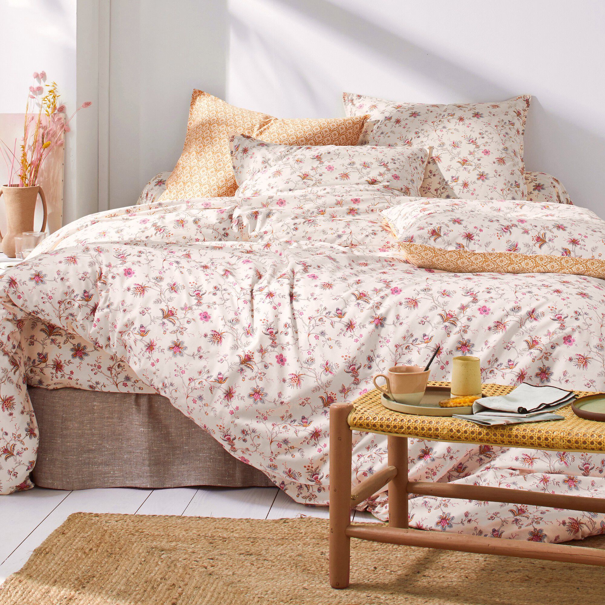 Linge de lit Margaux en coton imprimé fleurs perses