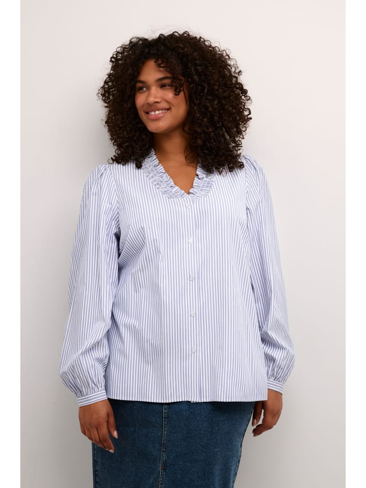 KAFFE curve Langarm - Hemd KCmaia in Blue and white stripe günstig kaufen