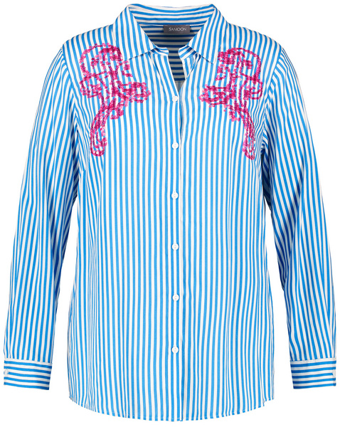 Gestreifte Bluse mit Pailletten-Dekor