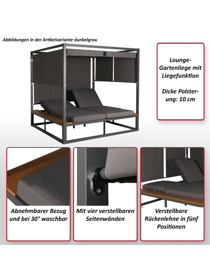 MCW Aluminium Lounge-Gartenliege M63, Dunkelgrau günstig kaufen onesize