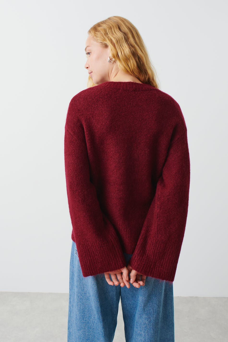 V-neck knitted sweater