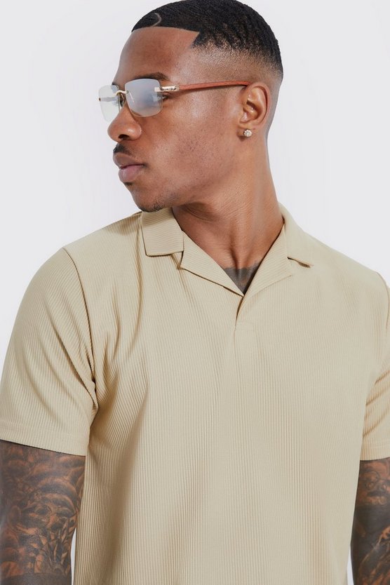 Geripptes Slim-Fit Ottoman Poloshirt