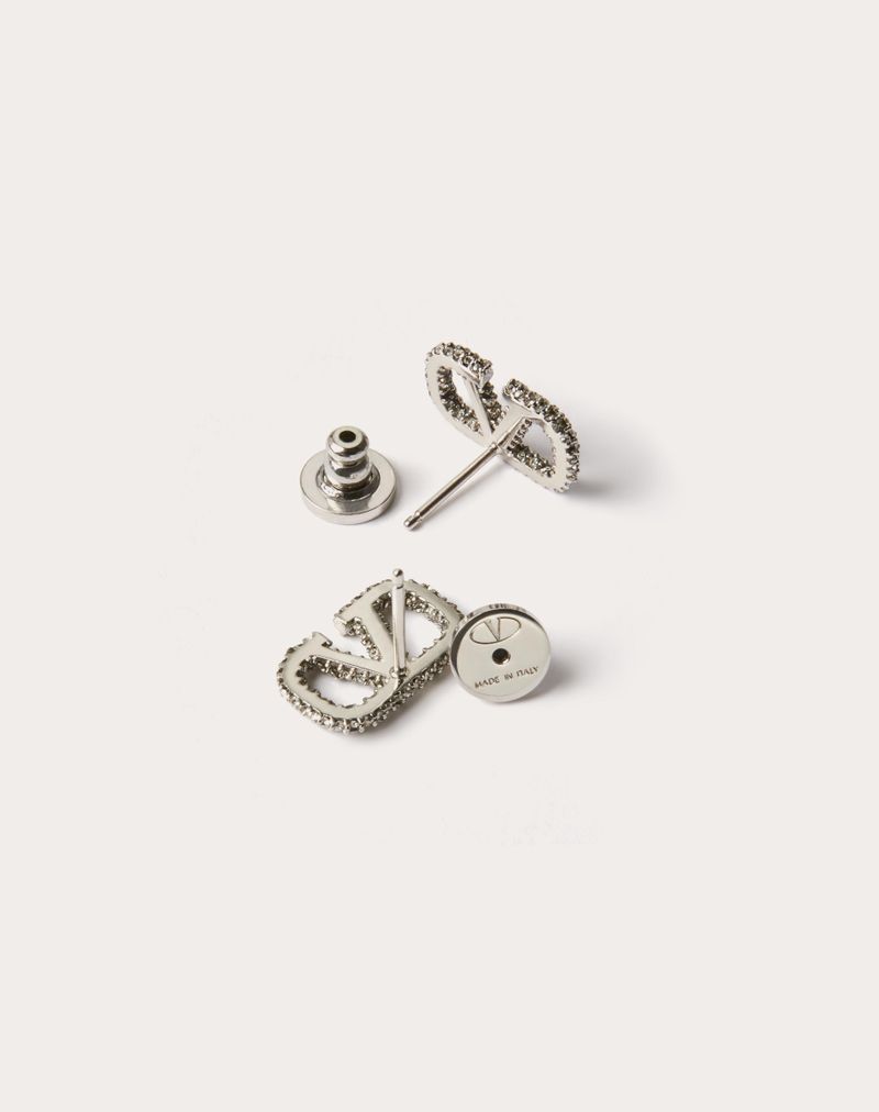 Brincos com a assinatura VLogo em metal e cristais Swarovski®