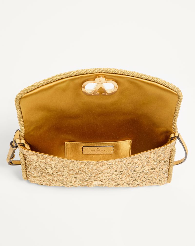 Bolsa de ombro pequena Valentino Garavani Devain em tecido jacquard Cloqué