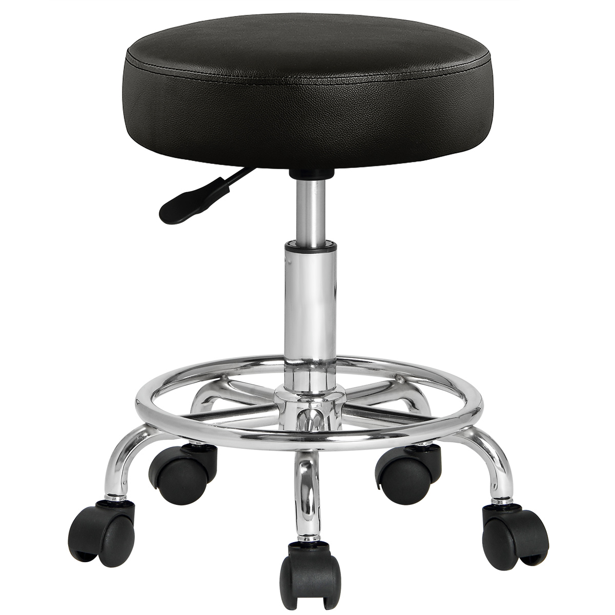 Casaria Rollhocker Kunstleder Schwarz 360° drehbar