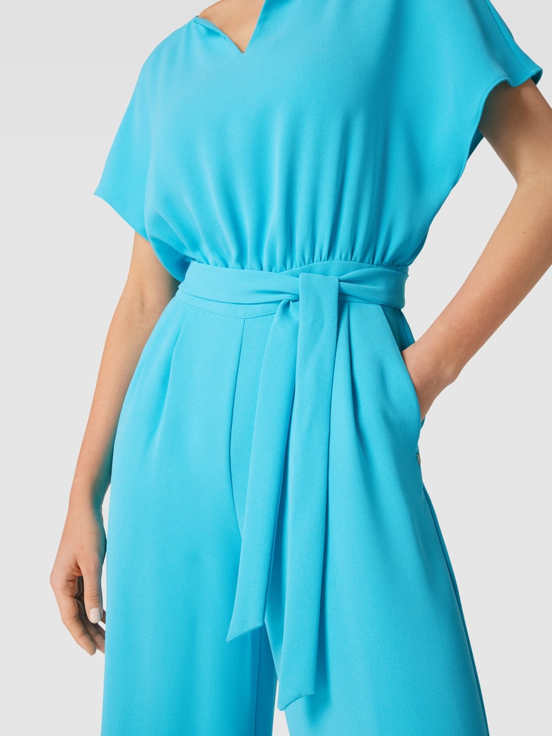 Jumpsuit mit V-Ausschnitt in aqua blau