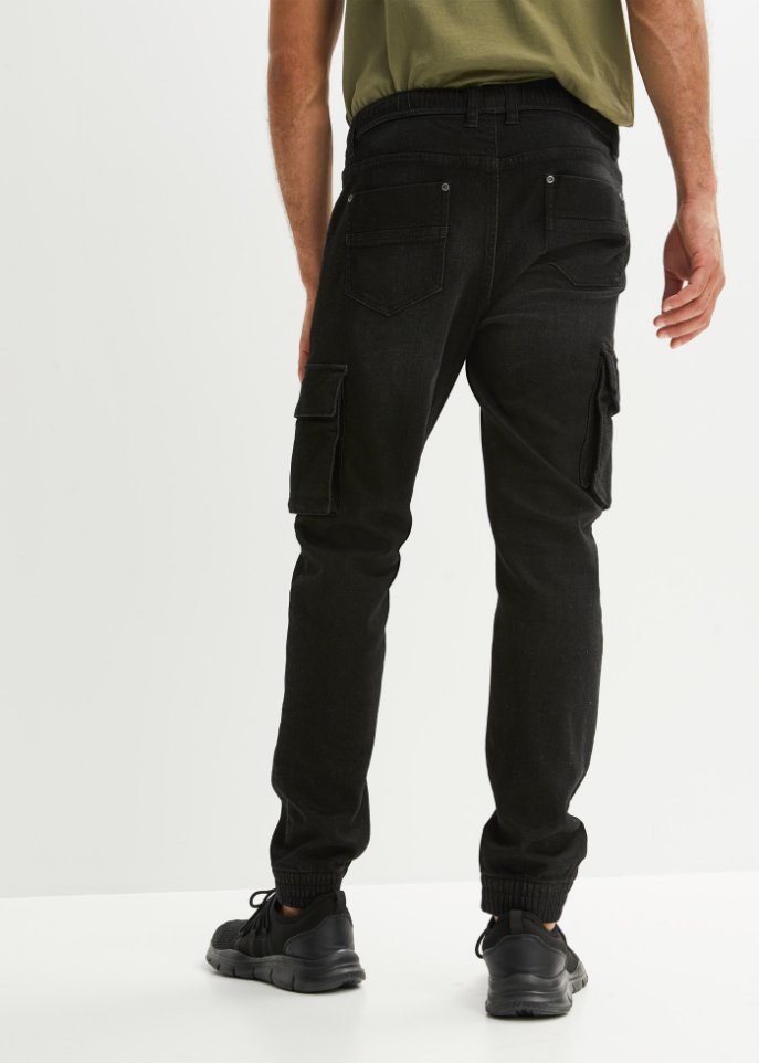 Regular Fit Schlupf-Cargo-Jeans, Straight