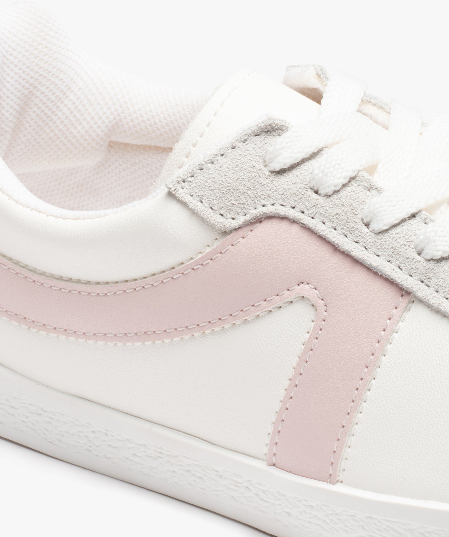 Baskets femme unies et à lacets bandes contrastées blanc | GEMO