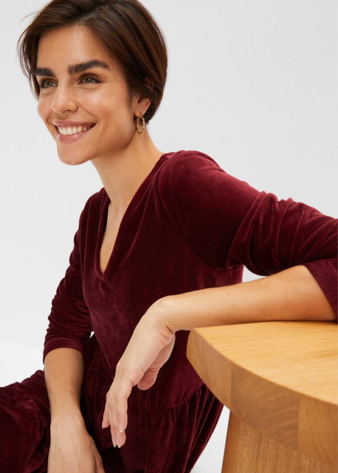 Cord-Kleid mit Langarm