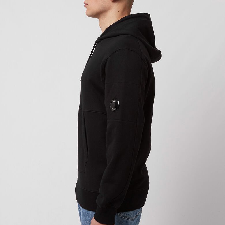 C. P. Company Diagonal Raised Fleece Pullover Hoodie Black